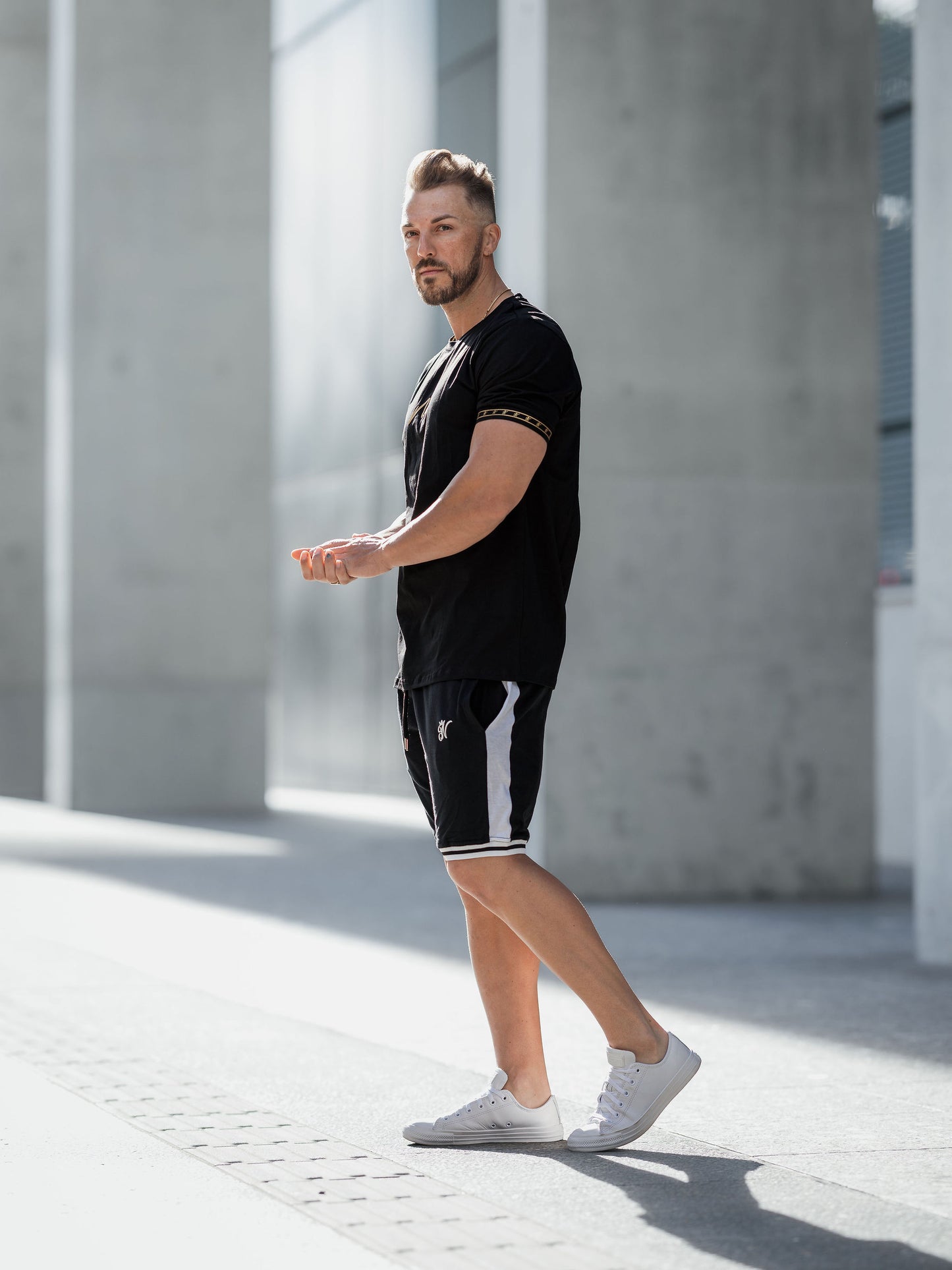 Black Retro Ribbed Shorts